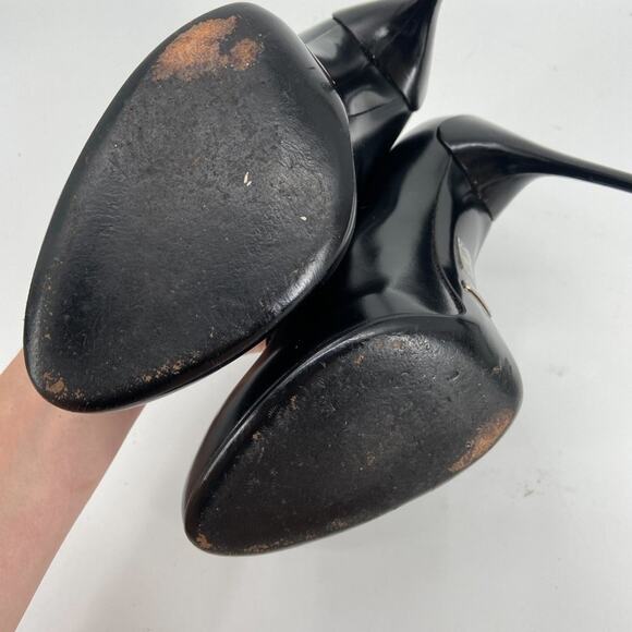 GUCCI Black Leather Curved Kim Lace Up Ankle Boots 39.5 - Picture 10 of 10